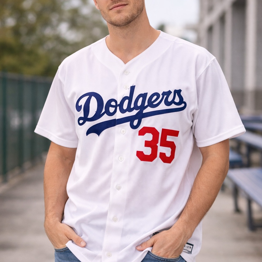 Majestic White and Blue Dodgers Jersey